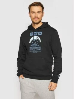 Reebok Άνδρες Μπλούζες Χωρίς Φερμουάρ Μπλούζα Camping Graphic GS4191 Μαύρο Relaxed Fit